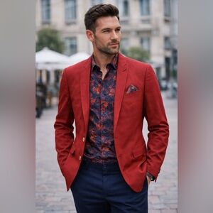 Paisley & Gray Men's Burgundy Blazer Size 40R
like New